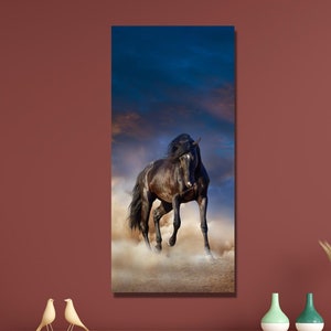 Noble Horses CANVAS,Running Brown Horse Canvas Wall Art, Beautiful Horses Canvas Poster, Brown Horse Home Decor Art,Strong Horses Home Decor