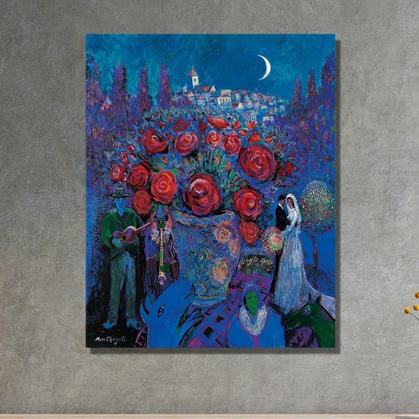 Marc Chagall Canvas Wall Art Print,Marc Chagall Exhibition Poster-Chagall Exhibition Museum of Modern Art, Vintage Exhibition CANVAS