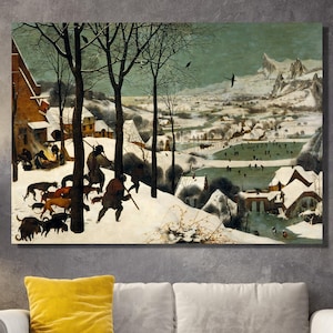 Pieter Bruegel the hunters in the snow 1565  Canvas Wall Art Dinning Room Decor - Pieter Bruegel Wall Art Decor - Bruegel the hunters Canvas