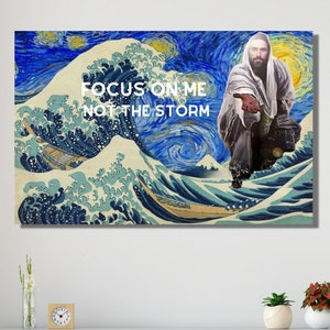 Jesus Walking on Water Canvas, Spiritual Wall Decor, Divine Light Modern Canvas Art, Ready to Hang Artwork, Christian Gift Canvas