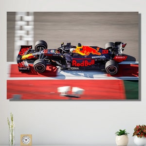 Max Verstappen Finish Line Canvas, Max Verstappen Wall Art, Red Bull Racing Modern Painting, Formula One F1 Grand Prix  Poster & CANVAS