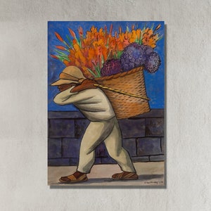 Diego Rivera Flower Carrier Canvas Wall Art - Diego Rivera Home Decor Canvas Wall Art Poster - Diego Rivera Flowers CANVAS Wall Arts
