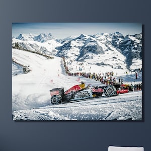 Max Verstappen Snow Racing Canvas Wall Art -  Max Verstappen Poster Print art-Grand Prix F1 Wall Art - F1 Fan Gift - Red Bull Racing CANVAS