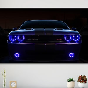 Dodge Challenger Hellcat Poster - Dodge Challenger Canvas Wall Art Print, Supper Car Poster Gift, Home Decor, Framed Option CANVAS