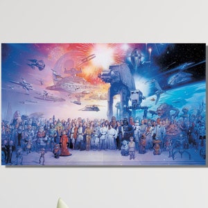 150 Movie Characters Ready To Hang Canvas, Blockbuster Fine Art Panorama Print, Canvas Art Prints, Movie Pano on Canvas, XXL Fan Art Canvas