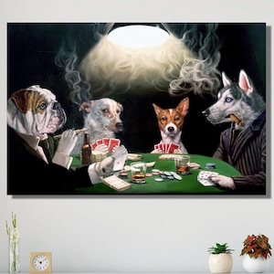 Dogs Playing Poker Canvas Poster Art Print Art & Dogs Playing Poker Canvas Wall Art, Dogs Wall Desing