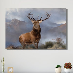 Wild Deer Canvas Wall Art, Wild Deer Canvas Poster, Wild Life Wall Decor, Animal Wall Art Poster, Deer Print Arts, Farmhouse Modern Painting