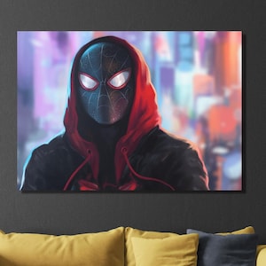 Miles Morales SpiderMan Wall Art / Into the Spiderman Verse Modern Wall Decor / Spider-Man Poster / Across the Spider-man CANVAS