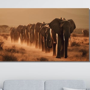 Big African Elephants Art, Elephant Wall Decor, Elephant Family Art, Animal Wall Art, 3D Canvas Art, Personalized Gift, Farmhouse Wall Art,