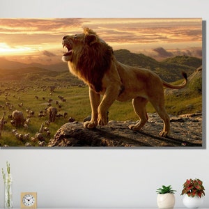 King Lion canvas muurkunst Leeuw poster print verpakt in houten lijst premium print canvas dessing King Lion poster print sterke dieren muurkunst