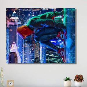 Miles Morales Spider-Man Wall Art / Into the Spiderman Verse Wall Decor / Spider-Man / Across the Spider Modern Wall Art CANVAS