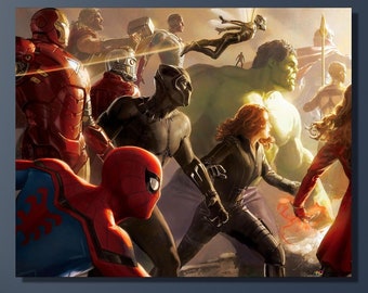 Avengers superhjältar canvastavlor, Avengers-affisch, Marvel-affisch, Spider-Man-affisch, Vintage-affisch, Serietidningsaffisch, Avengers Vintage-affisch