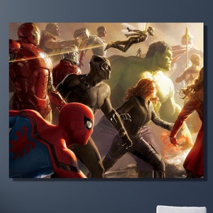 Avengers Superheroes Canvas Wall Art,Avengers Poster,Marvel Poster,Spiderman Poster,Vintage Poster,Comic Book Poster,Avengers Vintage Poster