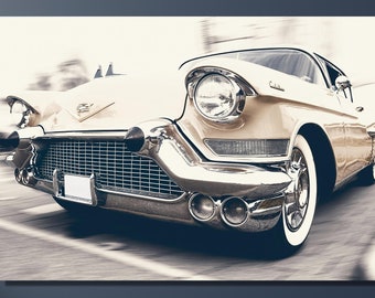 Arte de pared 3D, Arte de pared grande, Decoración en lienzo, Póster Cadillac en blanco y negro, Obra de arte de automóviles, Lienzo de automóviles antiguos, Lienzo de automóviles clásicos,