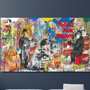 Banksy Love is All We Need Canvas Wall Art Poster Print Art, Banksy Street Love Poster & Canvas Art, Graffiti Painting Desing