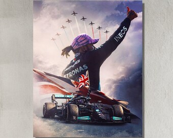 Lewis Hamilton Car Canvas Print, Hamilton Wall Art, F1 Room Decor, F1 Fan Gift, Sports Wall Art, Hamilton Fan Gift, Sports Canvas Art