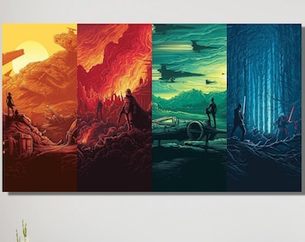 Starwars Canvas Wall Art, Starwars Poster Print Arts Darth Vader Poster, Luke Skywalker Print Art, Ready To Hang Canvas