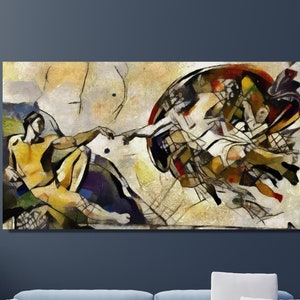 Création d&#39;Adam, toile d&#39;art mural, reproduction de Michel-Ange, impression d&#39;art mural pour bureau, décoration d&#39;intérieur, art mural moderne, peinture à la main d&#39;Adam