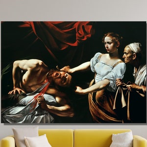 Caravaggio Judith Beheading Holofernes Canvas/Poster Art Reproduction, Classic Italian Renaissance Wall Art, Baroque Period Painting