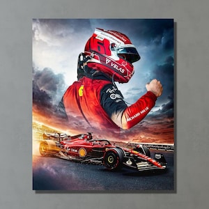 Charles Leclerc Canvas Wall Art, Formula 1 Wall Art, Charles Leclerc Poster, F1 Fan Gift, Leclerc Fan Gift Print, Ready To Hang F1 CANVAS