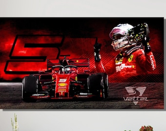 Sebastian Vettel Modern Print Wall Art,Sebastian Vettel Canvas Poster,He is a Legend Vettel print Print, Formula One Home Decors CANVAS