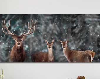 Decorazione da parete astratta con cervo, tela in bianco e nero, stampa artistica o stampa fotografica, cervo moderno, decorazione di grandi dimensioni per casa o ufficio