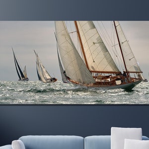 Sailing Regatta Sailboat canvas Wall Art - Sailing Ship Extra Large Wall Art - Seascape Poster - Yacht Regatta Print -  CANVAS