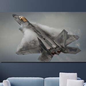 F22 raptor Canvas Wall Art / Fighter squadron Aircraft print / Fighter aircraft Plane poster Airplane Military aviation Gift plane CANVAS