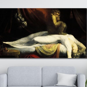 Henry Fuseli The Nightmare Moody Dark Academia Giclee Canvas Print Poster Framed Famous Oil Painting Gothic Vintage Victorian Wall Art Decor