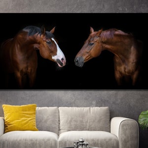 Pair Horses poster,A pair of horses canvas wall art - Noble horses modern canvas painting / lovers Canvas, Magnificent Animals