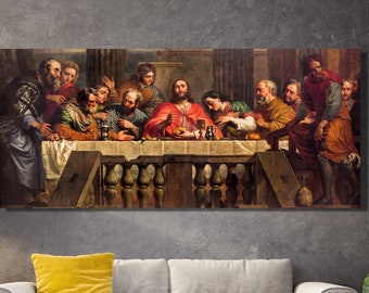 Panoramic Last Supper Canvas Wall Art Leonardo Da Vinci Home Decor Art/ Living Room Decor Print / Minimalist Poster Gift Decor CANVAS