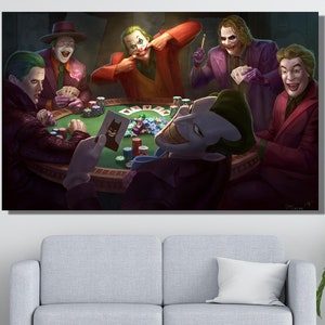 All Jokers Canvas Wall Art, Joker Comic Poster, Jokers Print Ready To Hang CANVAS