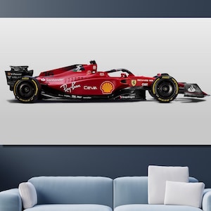 Ferrari Scuderia F1-75 Car Canvas Wall Art -New Ferrari Poster - Legend Charles Leclerc Poster - F1 Fan Gift - Formula 1 season 2022 Print