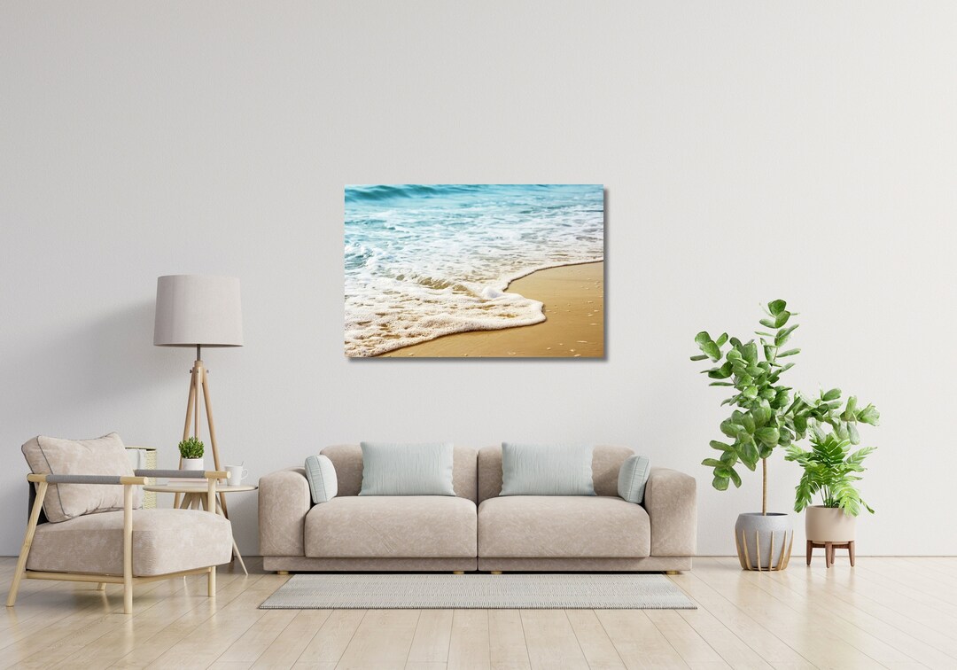 Sea Beach Ocean White Sand Canvas Wall Art Design | Poster Print Decor ...