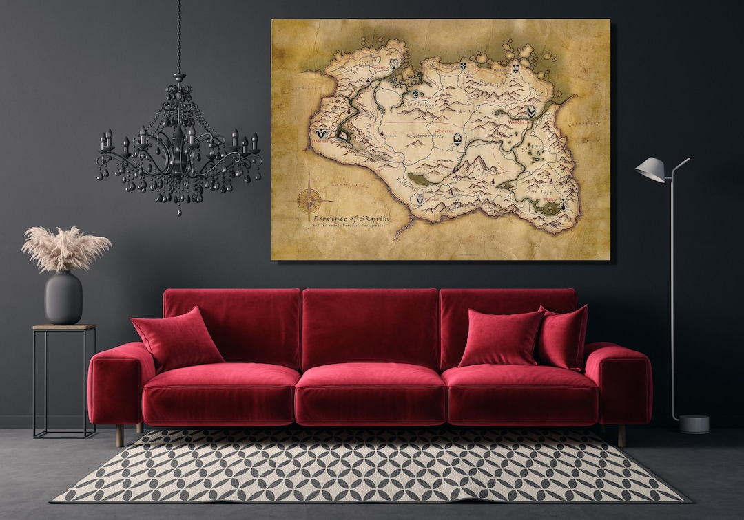 The Elder Scrolls Map of Tamriel Poster, Province of Skyrim Wall Art