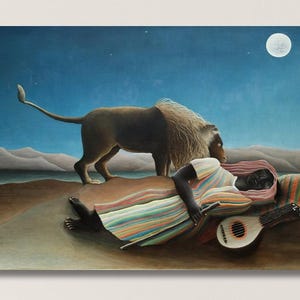 Henri Rousseau La gitana durmiente Impresión Giclée Reproducción Pintura Lienzo de gran tamaño Papel Arte de pared Póster Listo para colgar Impresión enmarcada