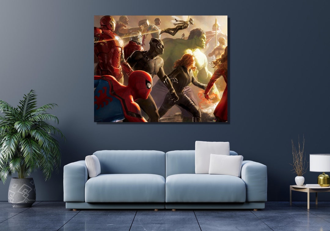 Avengers Canvas Wall Art Spiderman Canvas Wall Art Darkseid Etsy
