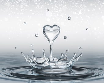 Paisaje con salpicaduras de gotas de corazón para baño, diseño de arte de pared moderno, póster impreso en lienzo para baño, arte de pintura, póster y lienzo con gotas de corazón