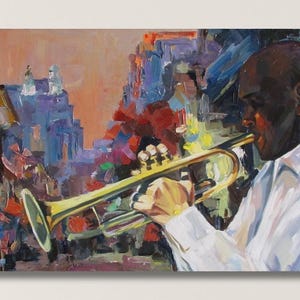 Jazz Club, Night and Music, Concert, Orchestra, Jazz Wall Decor, Canvas Painting