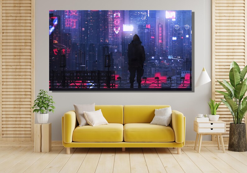 Cyberpunk City Wall Art Desing, Cyberpunk City Canvas Print Art Home ...