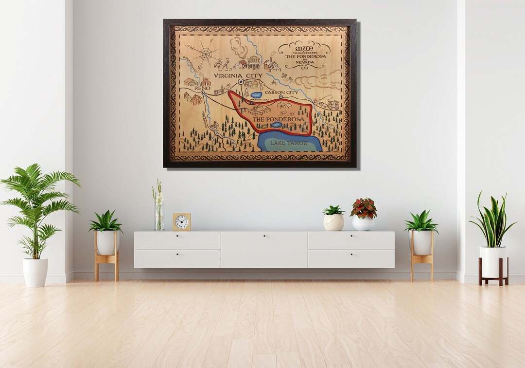 Bonanza Map Canvas Wall Art, TV Ponderosa Nevada HIGHEST QUALITY, Map