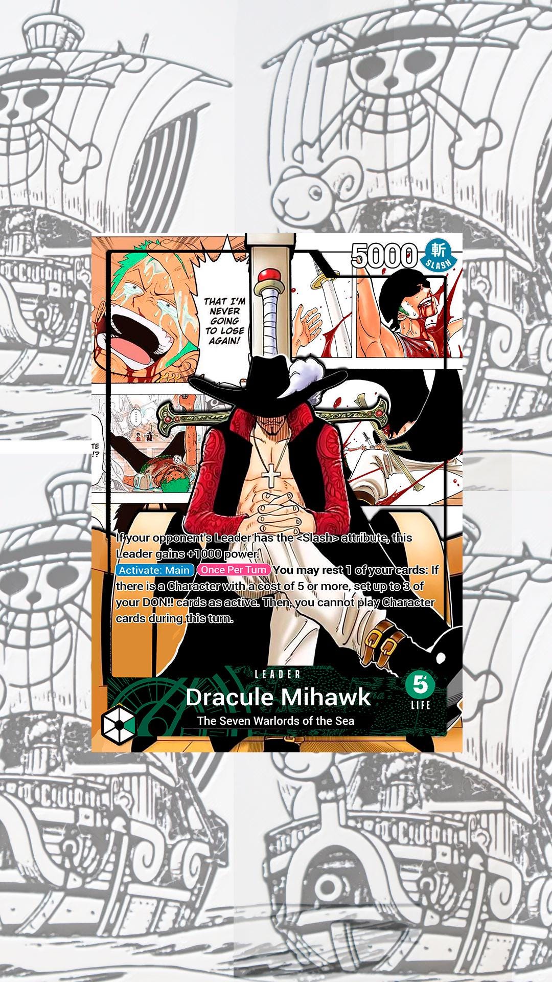 OP14 Dracule Mihawk V.2 Custom Leader One Piece TCG - Etsy
