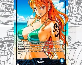 OP03 Blue Nami Bikini Custom Leader One Piece TCG