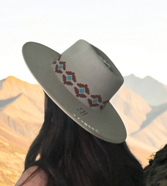 Hand-painted Western Wool Hat - Sedona - Etsy display picture 1