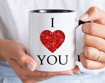 Taza del día de San Valentín, taza I Heart You, taza I Love You