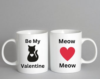 Taza con el mensaje "Be My Valentine Cat", taza para el día de San Valentín para amantes de las mascotas, taza para el día de San Valentín para amantes de los gatos