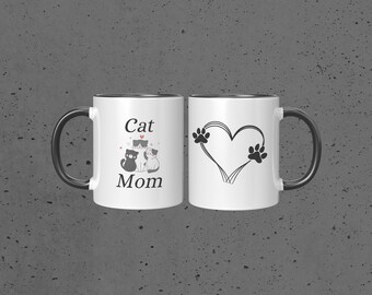 Taza de mamá gata, tazas de gatos, taza para amantes de los gatos, tazas de animales
