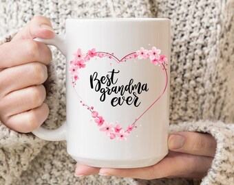 Taza con forma de corazón con la mejor abuela del mundo, la mejor taza de la abuela, taza de café de la abuela