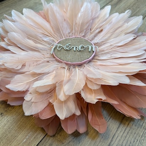 JUJUHAT 45 cm - Customizable in pink or blue goose feathers with burlap center