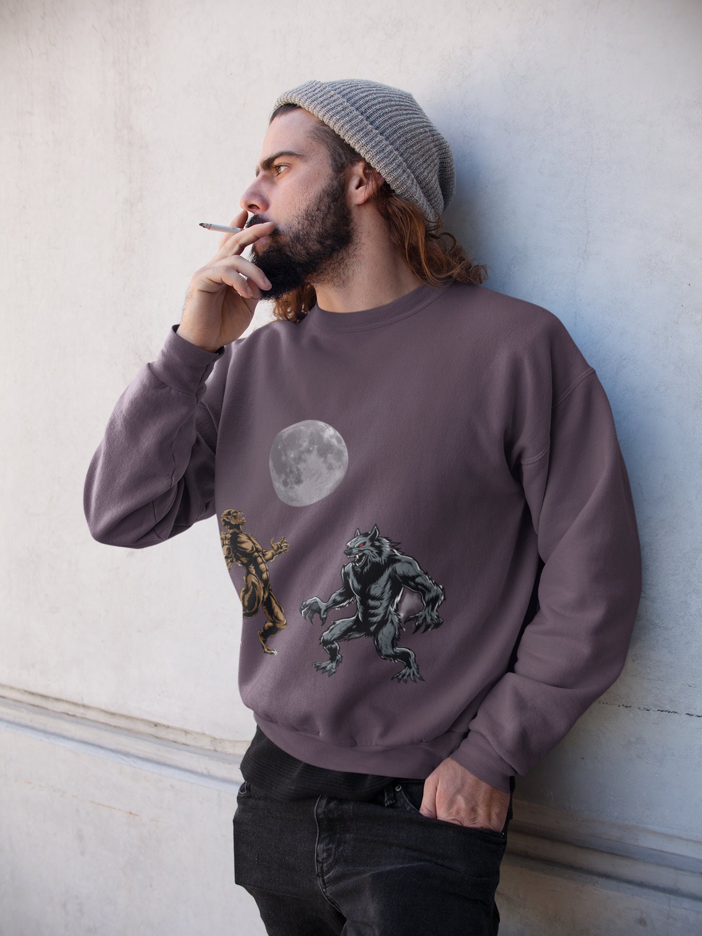 Grunge Clothing aesthetic Mental Health Horror Werewolf Sweathirt ...